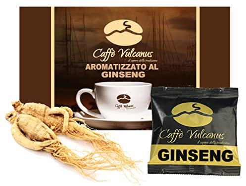 Caffè Vulcanus - Café aromatisé en dosettes ESE standard de 44 mm (50 dosettes, Ginseng)