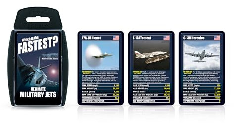 Top Trumps Ultimate Military Jets Classics Kartenspiel, erfahren Sie Fakten über den Dassault Rafale und den E-3 Sentry in diesem pädagogischen Spiel, für mehr als 2 Spieler ist EIN tolles Geschenk
