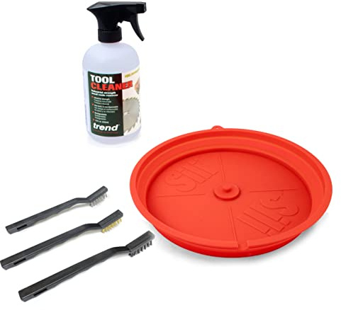 Sili Deluxe Saw Blade Cleaning Kit – Saw Blade Cleaner & Rust Remover for Tools – Silicone Tray, Trend Tool & Bit Cleaner (18oz Spray), Wire Brushes Tool Cleaning Kit