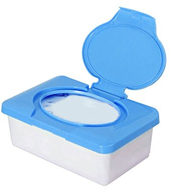 ohfruit 1 cajas de pañuelos húmedos para bebés, dispensador de toallitas húmedas, caja de pañuelos húmedos con tapa, para escritorio, dormitorio, cocina, baño, color azul