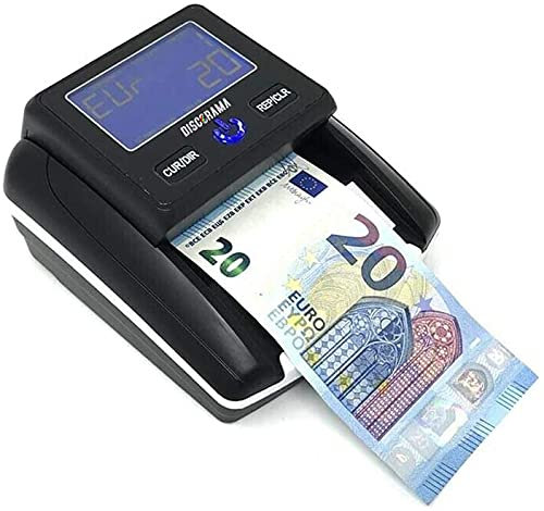 DISCORAMA - Aktualisierbarer Falschgeld-Detektor mit USB zur Überprüfung von Euro-Banknoten mit Netzteil und Banknotenzähler
