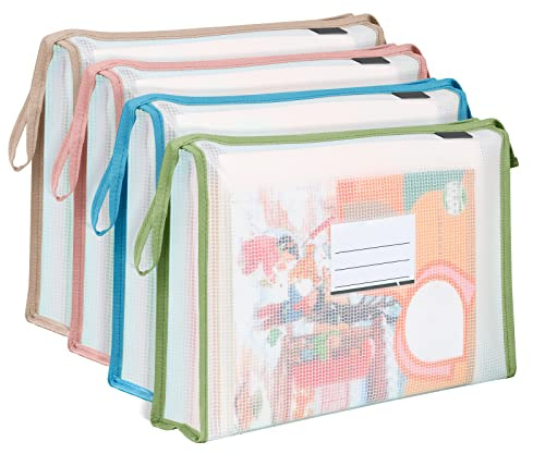 4 Pack A4 Plastic Wallet Folders with Popper,Assorted Colors