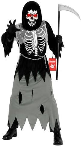Morph Costume Halloween Bambino - LED Zombie Mietitore Vestito Spaventoso per Bambini, Abito Morte per Halloween e Party, M