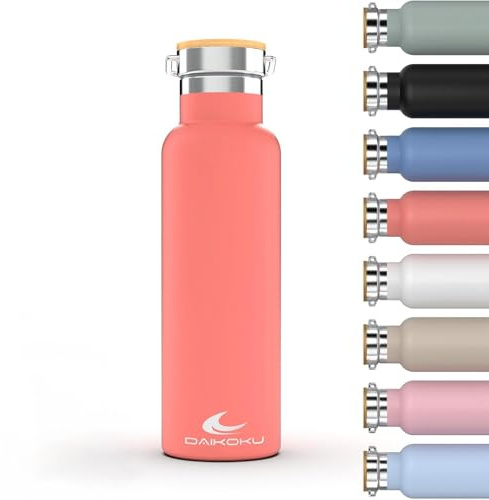 Daikoku Botella Agua Acero Inoxidable - 500ml - Botella Térmica - Bebidas Frías 24 Horas y Calientes 12 Horas - Botella Agua Antigoteo - Doble Pared Libre de BPA - Cantimplora Termica - Coral