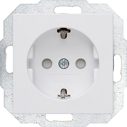 Kopp Athenis jordkontaktuttag, 1-vägs med kontaktskydd, 16 A, 250 V ~, IP20, arktisk vit, matt yta, 940032084