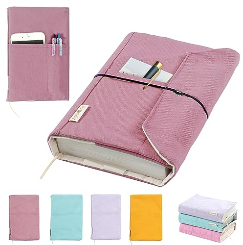 Canvas Book Covers, Washable Protector for Paperback Novels, Adjustable Cover for Hardcover With Pockets for Pen, Soft Cover Books, Lovers Gifts