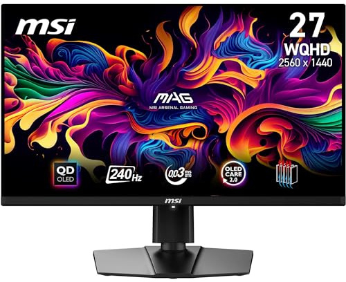 msi MAG 271QPX QD-OLED E2 Monitor Gaming 26,5 WQHD - 2560 x 1440 Quantum Dot OLED, 240Hz / 0,03ms, 99% DCI-P3, ΔE≤2, DisplayHDR True Black 400 - DP 1.4a, HDMI 2.1, USB Type-C