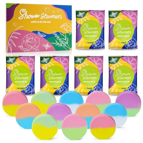 Aromatherapy Shower Steamers 12 Pack with Essential Oils - Relaxation Birthday Gift Set for Women, Stress Relief Self Care Shower Bombs for Better Sleep, Home Spa for Her, Wife, Girlfriend
