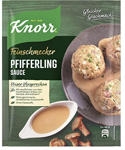 Knorr Feinschmecker Pfifferling Sauce leckere hellbraune Soße ohne geschmacksverstärkende Zusatzstoffe 250 ml 1 Stück (Packung mit 10)