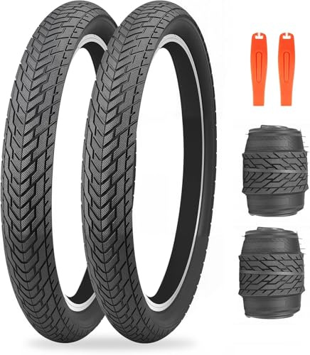 ZUKKA Set Paar Fahrradreifen 20x 2,35 Zoll Faltbar Reifen 30 TPI Fahrrad Mantel 60-406 Ersatz für Mountainbike BMX Freestyle Kids Bike Cruiser Bike Faltrad,Schwarz