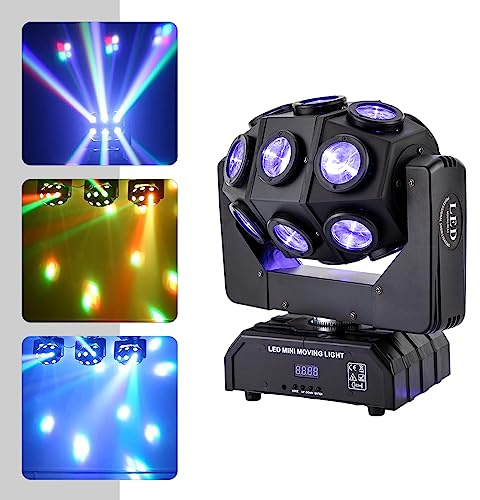 Discoljus, partylampa, LED Moving Head RGB ljus, DJ-projektor, musikstyrd, DJ disco-ljus, DMX, effektstrålkastare, för KTV, familjefester, bröllop, födelsedagar, Halloween