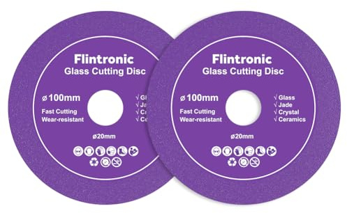 Flintronic 2PCS Disco da Taglio per Vetro, Lama per Sega Sottile da 4 Pollici, 100mm Disco Diamantato, per Smerigliatrice Angolare, Marmo, Vetro, Cristallo, Taglio- Viola