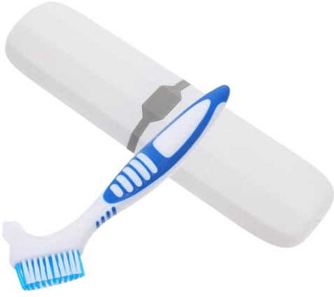 TOYANDONA Porte-brosse à Dents de Voyage pour Prothèses Dentaires avec Étui Protecteur Brosse Double-face à Poils Souples pour Nettoyage Complet de Rangement Portable pour Soins Dentaires