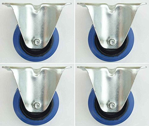 4 Stück 80mm Blue Wheels Bockrollen Transportrollen 140kg / Rad - INDUSTRIEQALITÄT (4 x Bock)