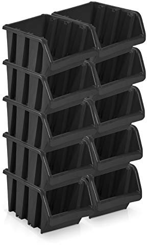 10 Stück Sichtlagerboxen Größe 5 - schwarz (29 x 20 x 15 cm)