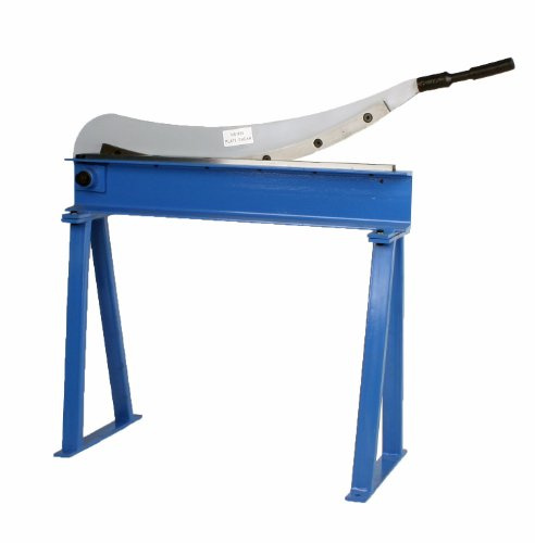 Erie Tools 32 Manual Guillotine Shear with Stand 16 Gauge Sheet Metal Cutter with Compound Lever Action Extended Handle for Maximum Leverage, 32 in. Bed Length