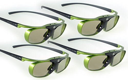 Hi-Shock DLP Lot de 4 Paires de Lunettes Actives DLP Lime Heaven pour vidéoprojecteur DLP 3D Acer, BenQ, Optoma, Viewsonic Compatible avec PPA5610 / E4W [96-200 Hz | Batterie | 32 g | Rechargeables]