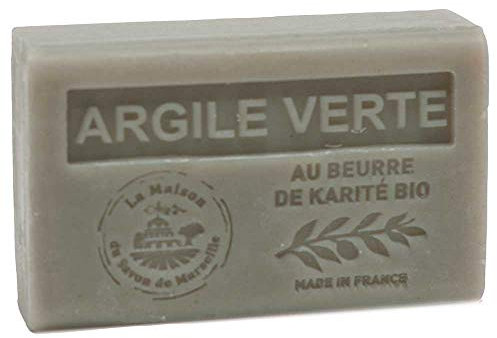 Maison du Savon de Marseille - French Soap made with Organic Shea Butter - Green Clay Fragrance - 125 Gram Bar