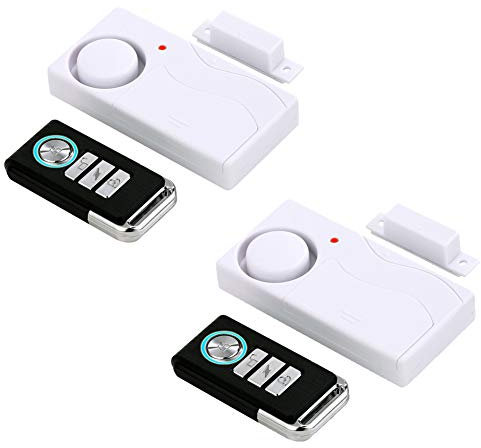 HENDUN Alarme de Porte sans Fil à l'ouverture avec télécommande, détecteur de sécurité de Porte, Alarme de Piscine pour la sécurité des Enfants, coulissante (2 Packs)