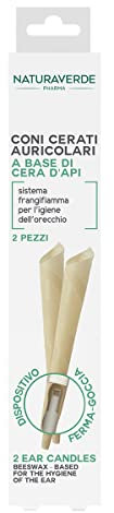 Naturaverde | Pharma - Coni Auricolari Cerati per le Orecchie, Coni Auricolari Cera, Coni Auricolari a Base di Cera d'Api, Coni Auricolari per Pulizia Orecchie, Coni Pulisci Orecchie, 2pz