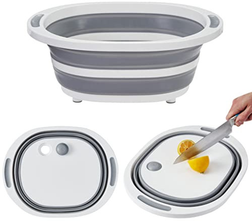 Bramble - 3-in-1 Collapsible Multi-Functional Chopping Board, Basin Drainer & Washing Bowl 7.6L - Space Saver