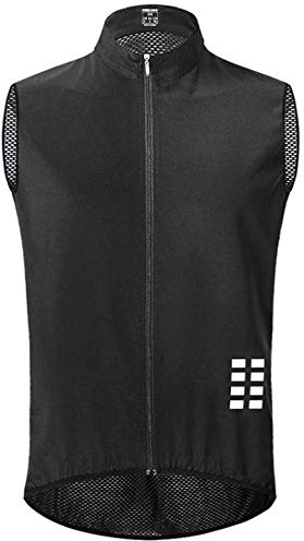 Chaleco Sin Mangas De Ciclismo para Hombre Chaleco Transpirable De Malla Completa, Bolsillos Traseros con Cremallera Completa Chaqueta Ligera De Carreras/MTB Reflectante (Negro,M)
