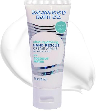 Seaweed Bath Co. Ultra-Hydrating Hand Rescue Moisturizing Cream - Coconut Water Scent - Sustainably Harvested Seaweed, Sea Kelp, Arnica to Soothe Dry, Rough Skin - 2 oz