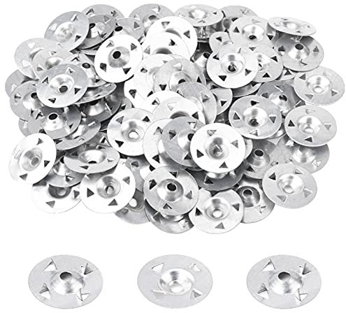 Fuyamp 200pcs Easy Fix Washers 4-Claw Washers Nail Gaskets for Gypsum Board Extruded Plate Insulation Thermoboard Fixed Backer Boards, 28mm Diameter