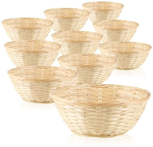 COM-FOUR® 10x panier en raphia de couleur naturelle pour la décoration - décoration de Pâques - nid de Pâques - panier pour œufs de Pâques, petits pains, collations et clés (10 pièces - marron clair)