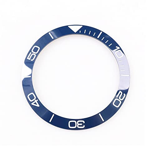 lin 38,7mm leuchtende Keramik-Blende einfügen 41mm zifferblatt kompatibel for longines Conquest l3 Uhr Uhr schwarz blau grün Uhr ersetzen zubehör Going (Color : Blue)