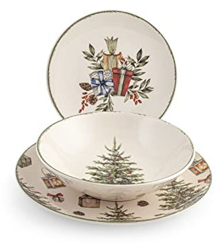 H&H Vajilla 18 piezas Christmas Carol, Porcelana STW
