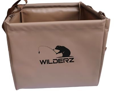CAMPERZ WILDERZ Faltschüssel für Angelssport aus langlebigem umweltfreundlichen Planen Gewebe - Platzsparende Spülschüssel zum Angeln 20 Liter (Braun, 20 Liter)