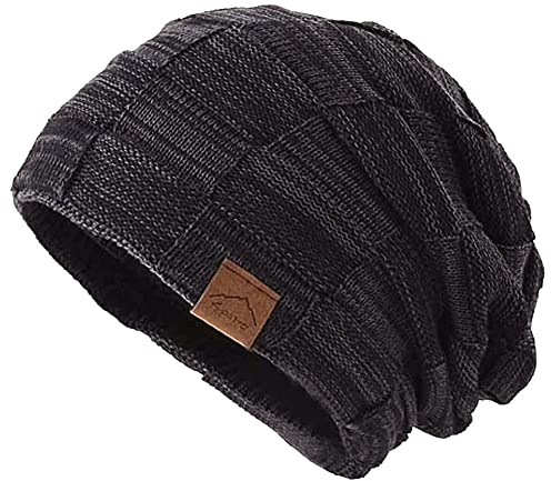 flintronic Gorro Slouch Beanie, Gorro Beanie Hat Multifuncional Transpirable, Gorros de Punto Invierno para Hombres, Gorro de Calavera de Punto Grueso para Trabajo, Deporte, Bicicleta