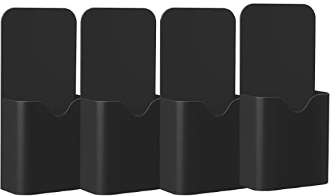 MoKo Boîte de Rangement Magnétique, 4 PCS Support de Crayons pour Ranger Marqueurs, Fournitures Scolaires, Effaceurs, Organiseur pour Réfrigérateur, Bureau, Casier, Surfaces Magnétiques - Noir
