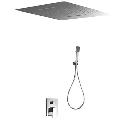 MICE GTS019/P Ensemble de douche encastré au plafond avec pommeau extra-plat effet pluie finition chromée, robinetterie douches salle de bain GTS019/P