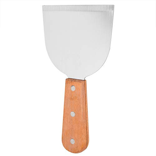 Grillschaufel, Grillschaufel aus Edelstahl, Grillschaufel Für Frittierte Lebensmittel, Pfannengerichte, Hibachi-Werkzeuge, Rostheber, Kohlenrechen, Steakschaufel aus Dickem Stahl Mit Holzgriff