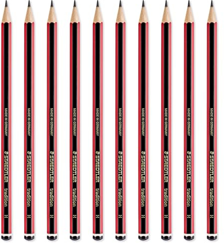 STAEDTLER Tradition Pencil - Drawing Sketching Art - Pack of 10 Pencils - Grade H