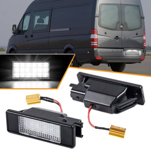 OZ-LAMPE LED Number Plate Light for Merceds-Benz Viano W639 Vito Bus Vito Mixto Kasten Sprinter W906,Rear License Plate Lamps, 3528 SMD with CAN-bus Error Free Waterproof Rear Lamps 2PCS