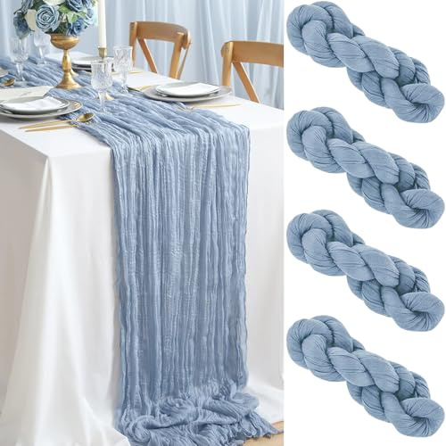 yosiio Runner da Tavolo, 90 x 300 cm Runner Blau, Runner Tavolo Moderno Elegante Runner Tavola Blau per Matrimoni, Nuziale, Baby Shower, Comunioni, Sacramenti e Compleanni 4PCS