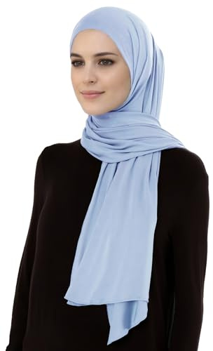 Lina & Lily andningsbar premium modal vävd hijab huvudscarf sjal för muslimska kvinnor lätt, Baby blå, en storlek