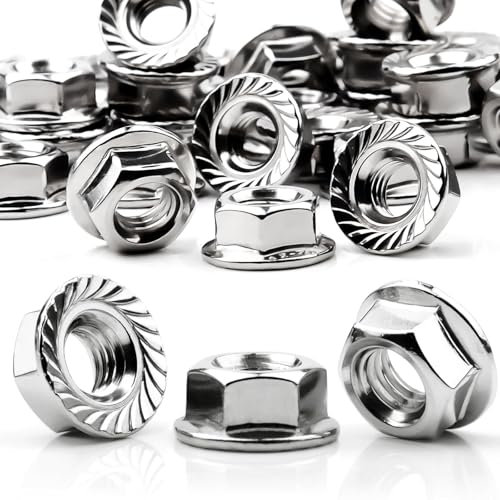 Mbsomnus 30 Pièces Ecrou M10 Inox Ecrou Antivol M10 DIN 6923 Écrou Autobloquant À Embase Crantée A2 V2A 304 M4/M5/M6/M8/M10/M12