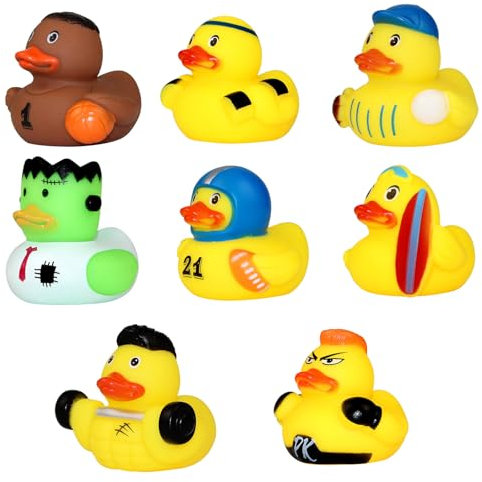 FAINCA 8 Piezas Patitos de Goma, Patos de Goma Juguetes Baño Bebe, Divertido y Lindo Patito de Goma, Juguetes de Pato de Goma, para Baby Showers, Playas, Piscinas, Bañeras