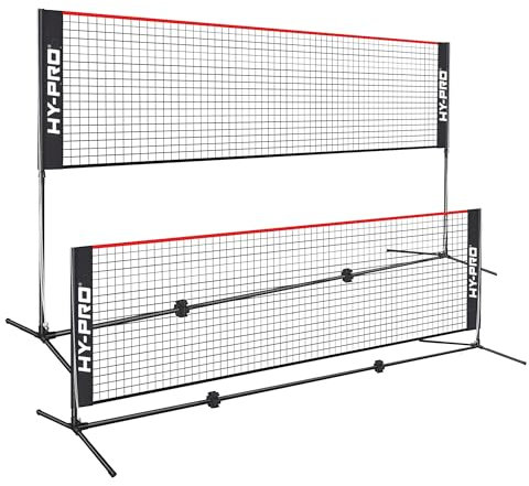 Hy-Pro Höhenverstellbares Netz – 90 cm Höhe, 4 m Breite, einfach zu montieren, leicht, Tragetasche, ideales Freizeitsportnetz für Kinder und Erwachsene, Badminton, Tennis, Pickleball, Volleyball