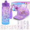 Gifts for Girls 5 6 7 8 9 10 11 12 Years Old Decorate Your Own Water Bottle and Baseball Cap with Unicorn Stickers Glitter Gems Girls Water Bottle Back to School Supplies Art and Crafts Age 4-12