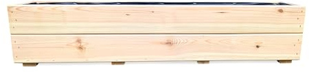Planteringslåda i trä 90 cm – tryckbehandlad granblomkruka med foder och dränering – väderbeständig balkong trädgårdsplanterare – färdigmonterad, D27 (rå, 90 cm)