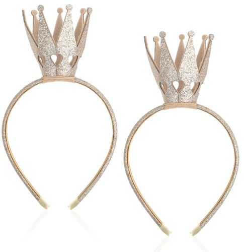 Lot de 2 bandeaux brillants pour femme - Couronne d'anniversaire à paillettes dorées - Pour anniversaire, Halloween, cosplay, décorations de fête, taille unique, Plastique