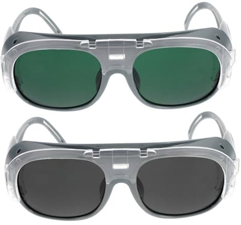 Uonlytech 2pcs Safety Welding Goggles Anti-glare Lenses Dust and Splash Protection Comfortable Fit for Electric Welding and