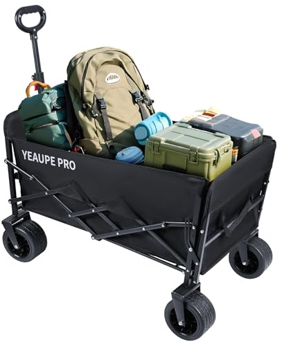 YEAUPE PRO Carrello Spiaggia, 190L 200KG Carrellos Pieghevole Con Braccioli Regolabili e Tasche Laterali per shopping Giardino Campeggio