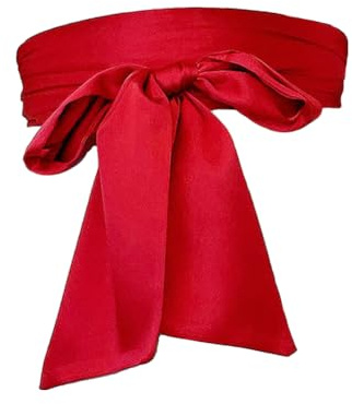 Cinturón de seda roja de 250 x 9,5 cm, cinturón largo de doble cara, accesorio de ropa para mujer, novia, boda, dama de honor, ocasión especial