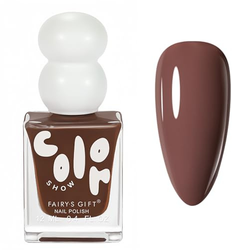 Brown Nail Polish,Coffee Nail Varnish,Chocolate Color High Glossy Brown Colour,Quick Dry Long Lasting & Easy to Apply No Required UV/LED Lamp